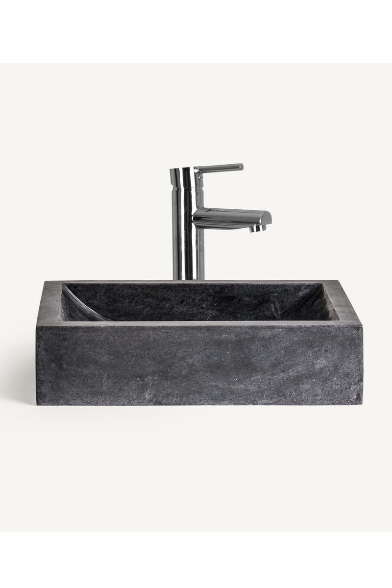 Black Stone Rectangular Bathroom Sink | Vical Home Haumea | Woodfurniture.com