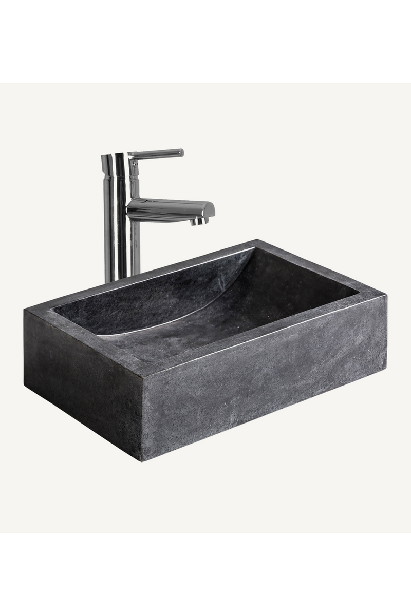 Black Stone Rectangular Bathroom Sink | Vical Home Haumea | Woodfurniture.com