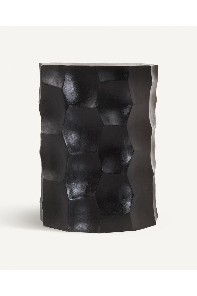 Matte Black Carved Out Stool | Vical Home Lesotto | Woodfurniture.com