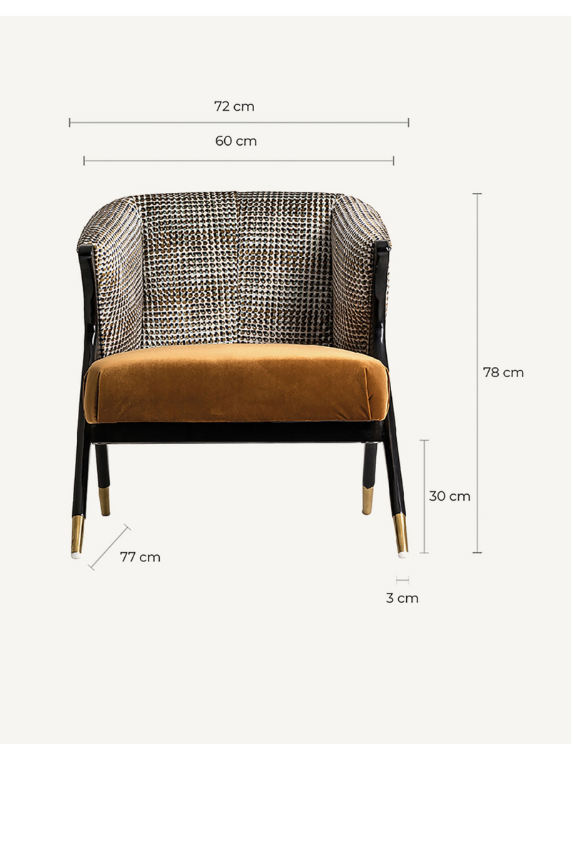 Ocher Velvet Seat Armchair | Vical Home Brillon | Woodfurniture.com