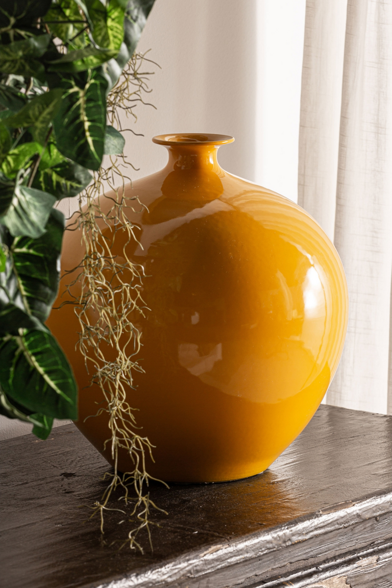 Yellow Ceramic Vase | Vical Home Mustard | Woodfurniture.com