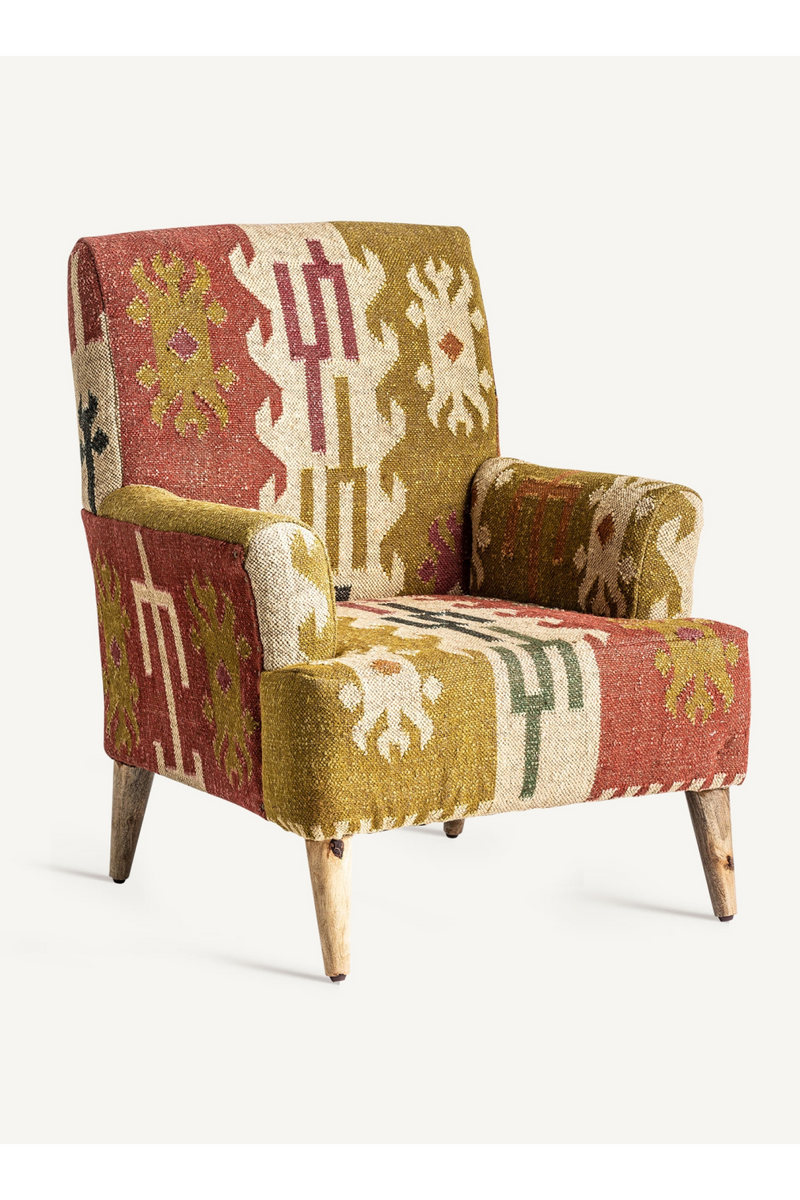 Kilim Print Jute Armchair | Vical Home Sveta | Woodfurniture.com