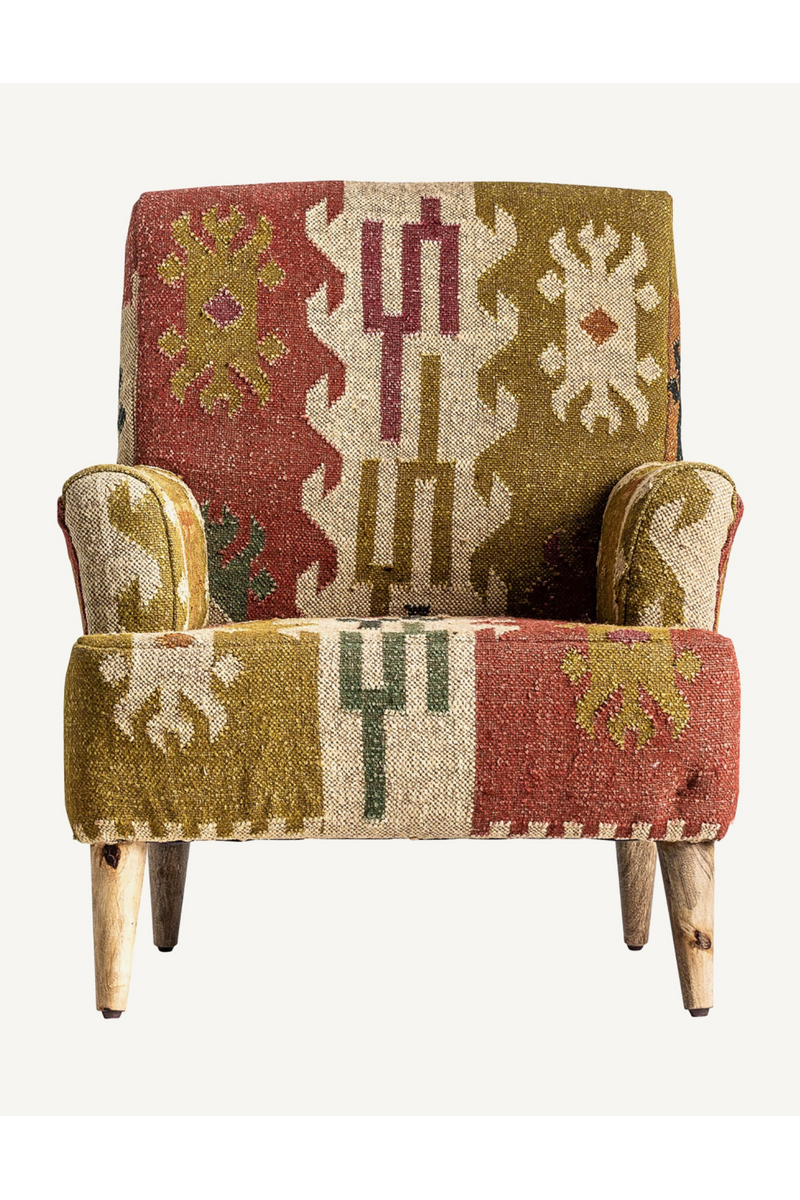 Kilim Print Jute Armchair | Vical Home Sveta | Woodfurniture.com