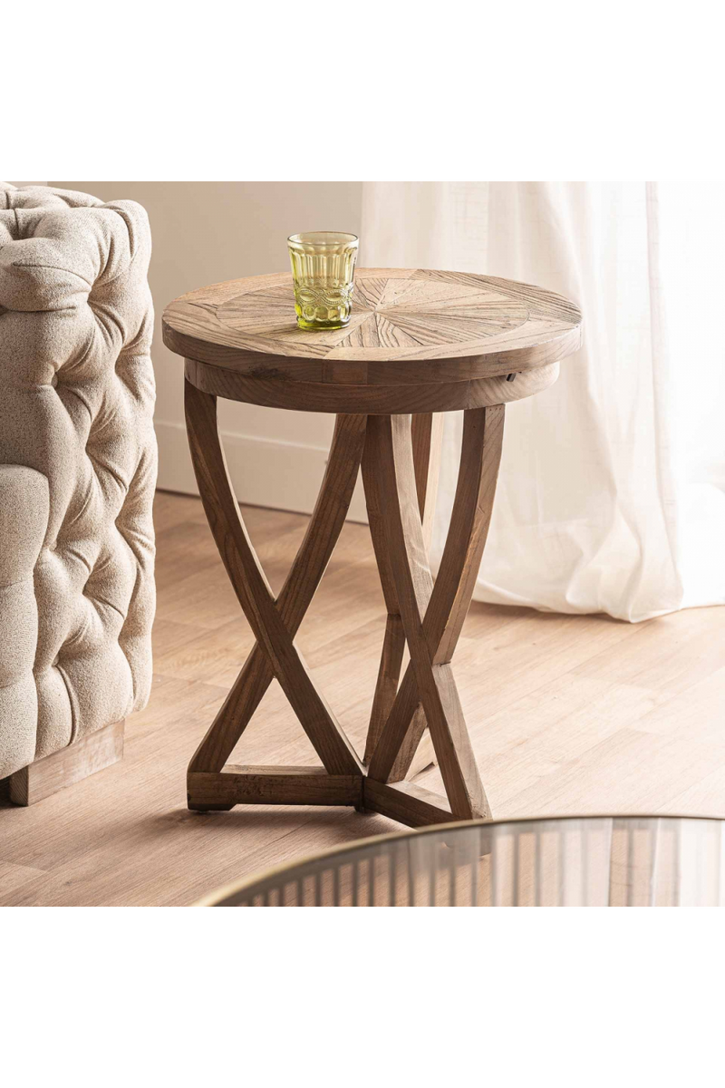 Crisscross Base Pine Side Table | Vical Home Chirlwe | Woodfurniture.com