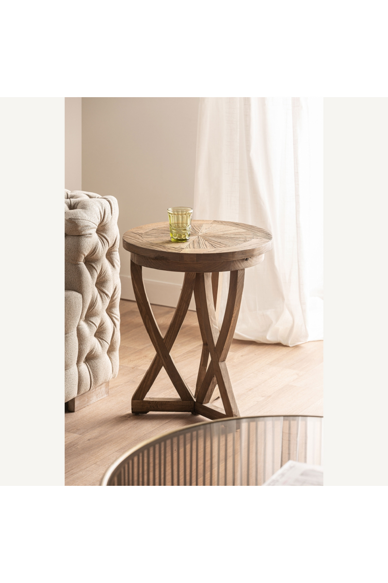 Crisscross Base Pine Side Table | Vical Home Chirlwe | Woodfurniture.com