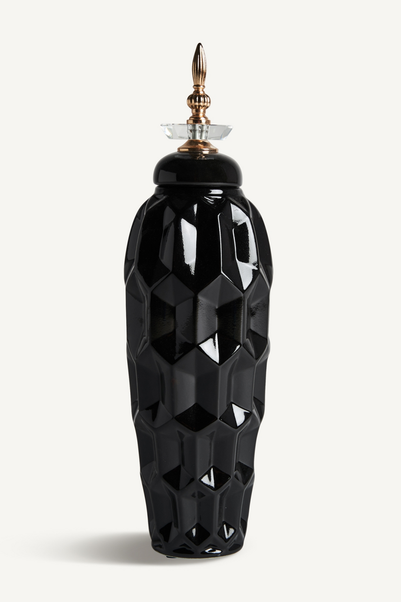 Black Ceramic Oriental Vase L | Vical Home Heyer | Woodfurniture.com