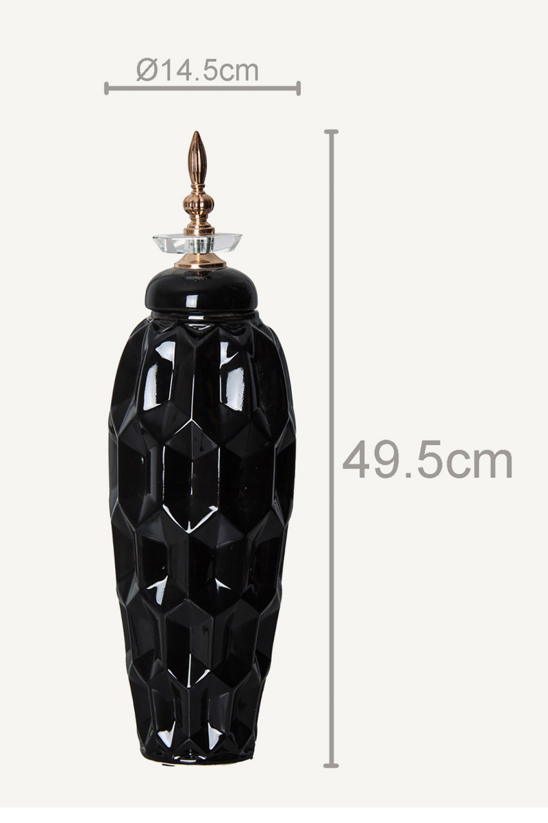 Black Ceramic Oriental Vase L | Vical Home Heyer | Woodfurniture.com