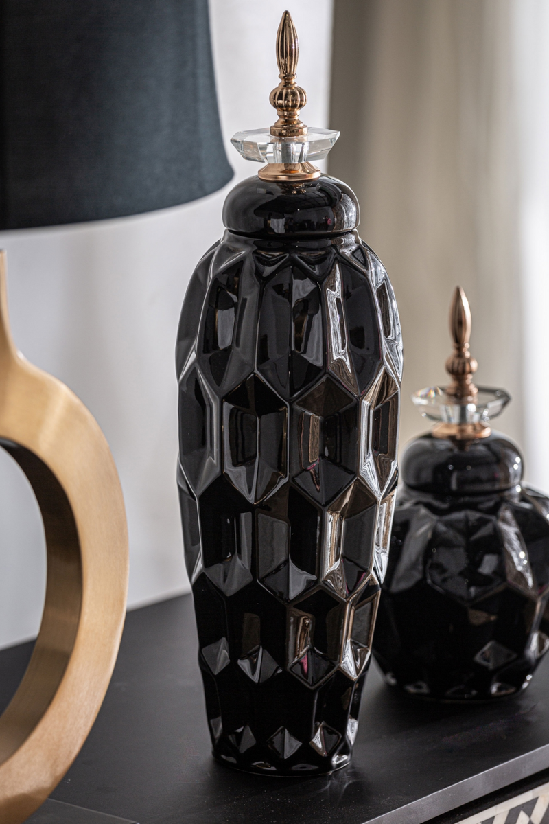 Black Ceramic Oriental Vase L | Vical Home Heyer | Woodfurniture.com