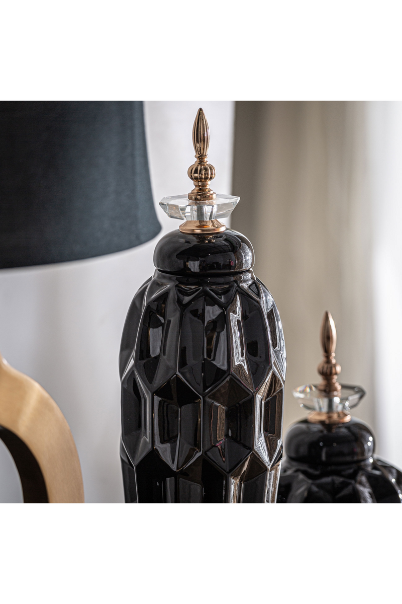 Black Ceramic Oriental Vase L | Vical Home Heyer | Woodfurniture.com