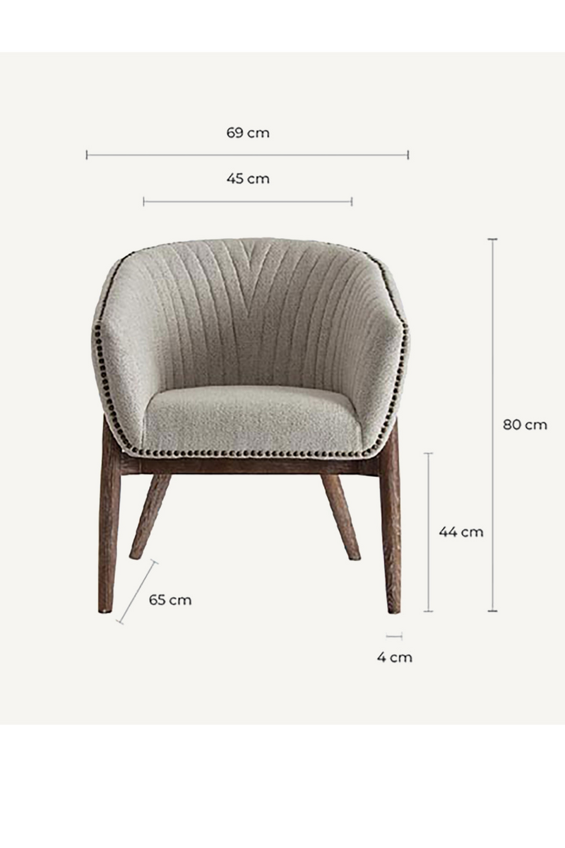 White Studded Barrel Armchair | Vical Home Neive | Woodfurniture.com