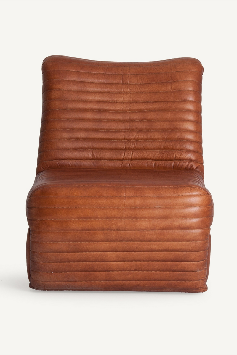 Brown Leather Chanelled Armchair | Vical Home Almstock | Woodfurniture.com