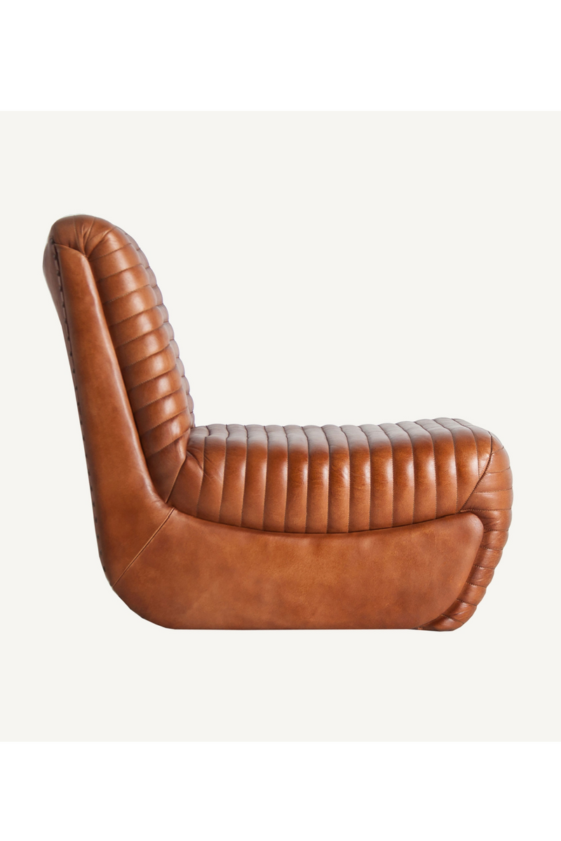 Brown Leather Chanelled Armchair | Vical Home Almstock | Woodfurniture.com