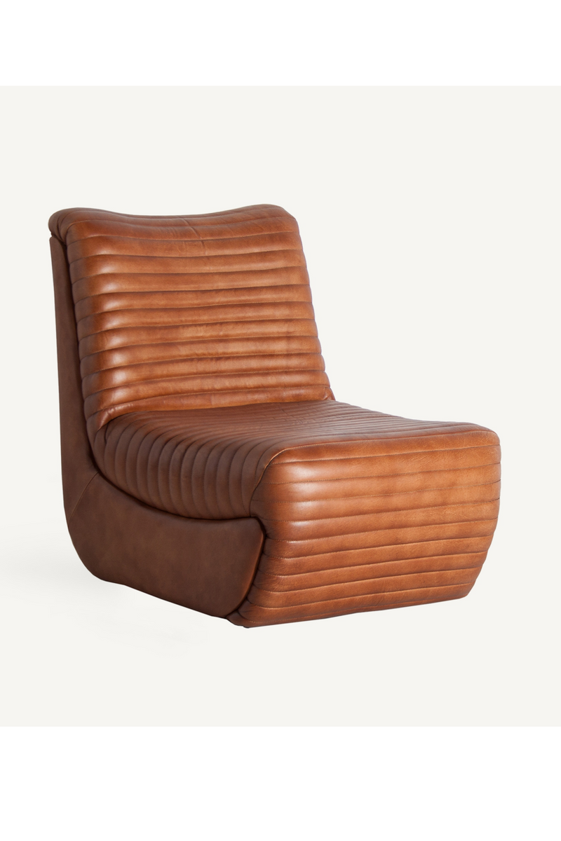 Brown Leather Chanelled Armchair | Vical Home Almstock | Woodfurniture.com