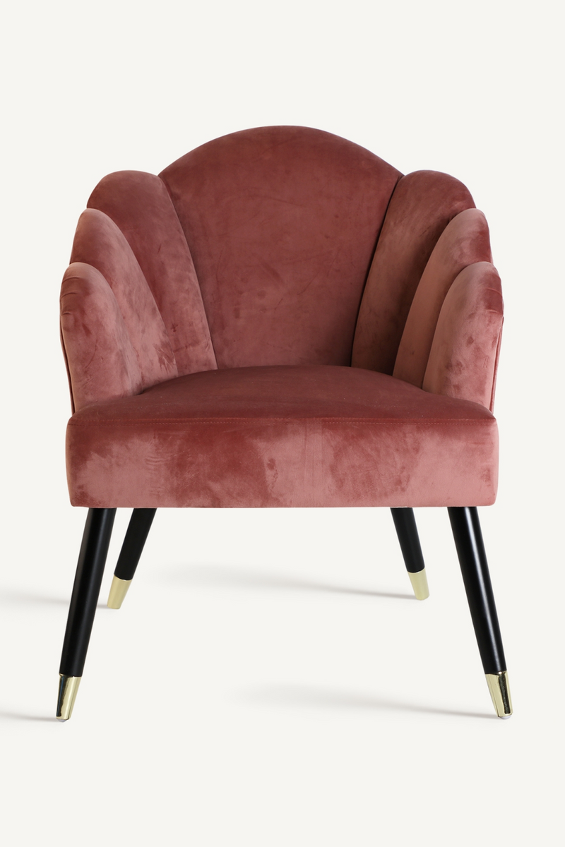 Pink Velvet Scalloped Armchair | Vical Home Setti | Woodfurniture.com