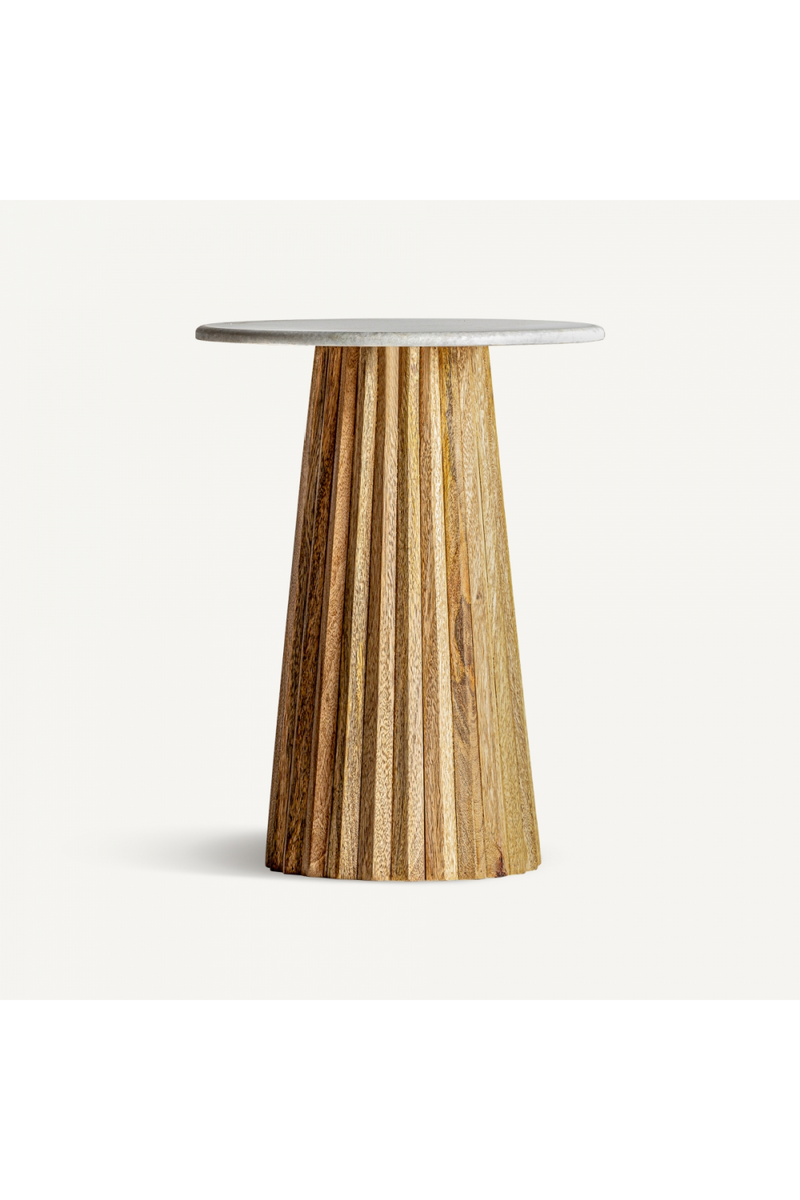 Fluted Wood Pedestal Side Table | Vical Home Plisse | Woodfurniture.com