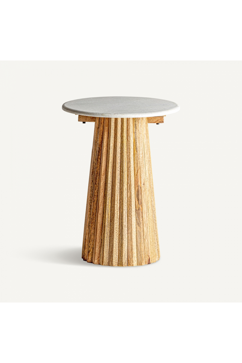 Fluted Wood Pedestal Side Table | Vical Home Plisse | Woodfurniture.com