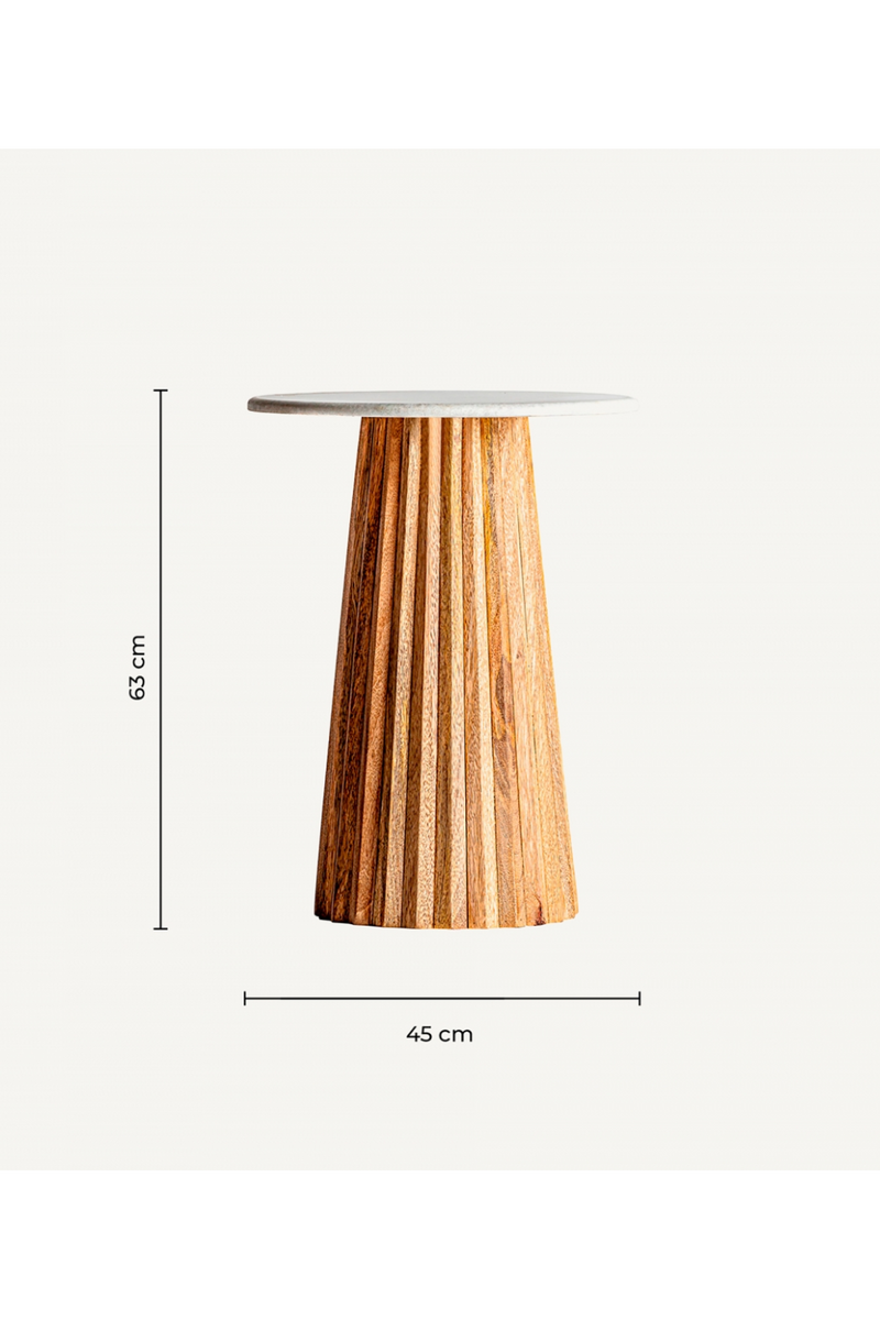 Fluted Wood Pedestal Side Table | Vical Home Plisse | Woodfurniture.com