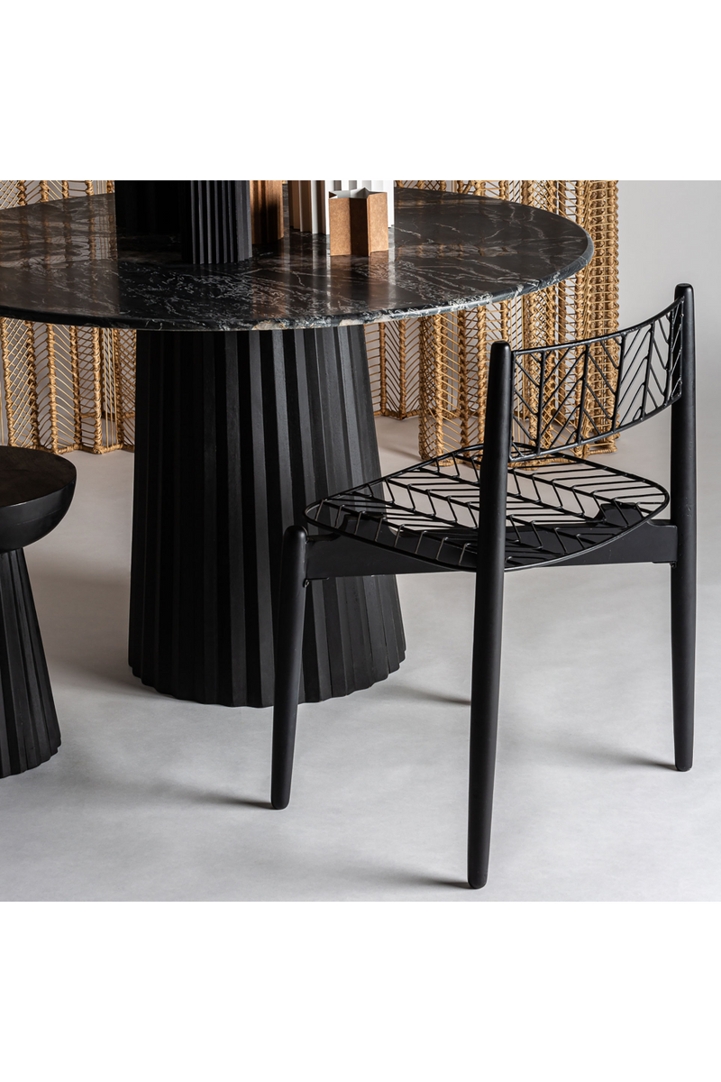 Black Central Base Dining Table | Vical Home Plisse | Woodfurniture.com