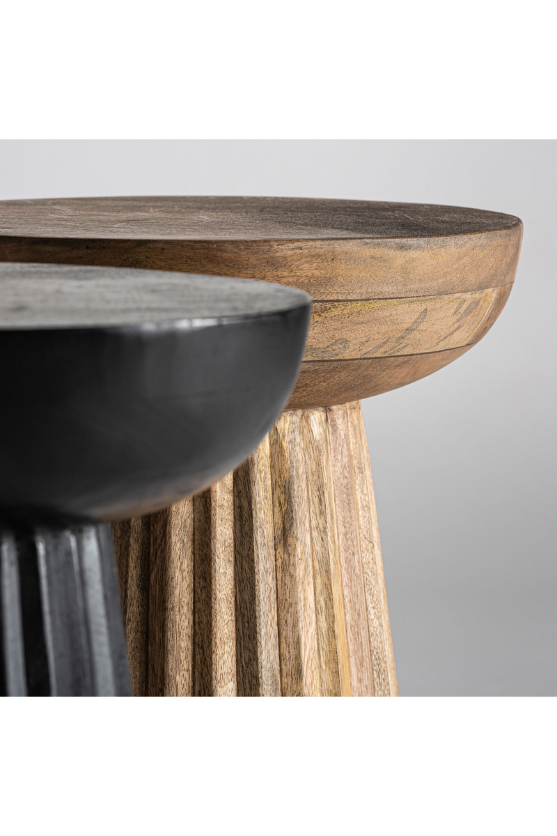 Mango Wood Pedestal Side Table | Vical Home Plisse | Woodfurniture.com