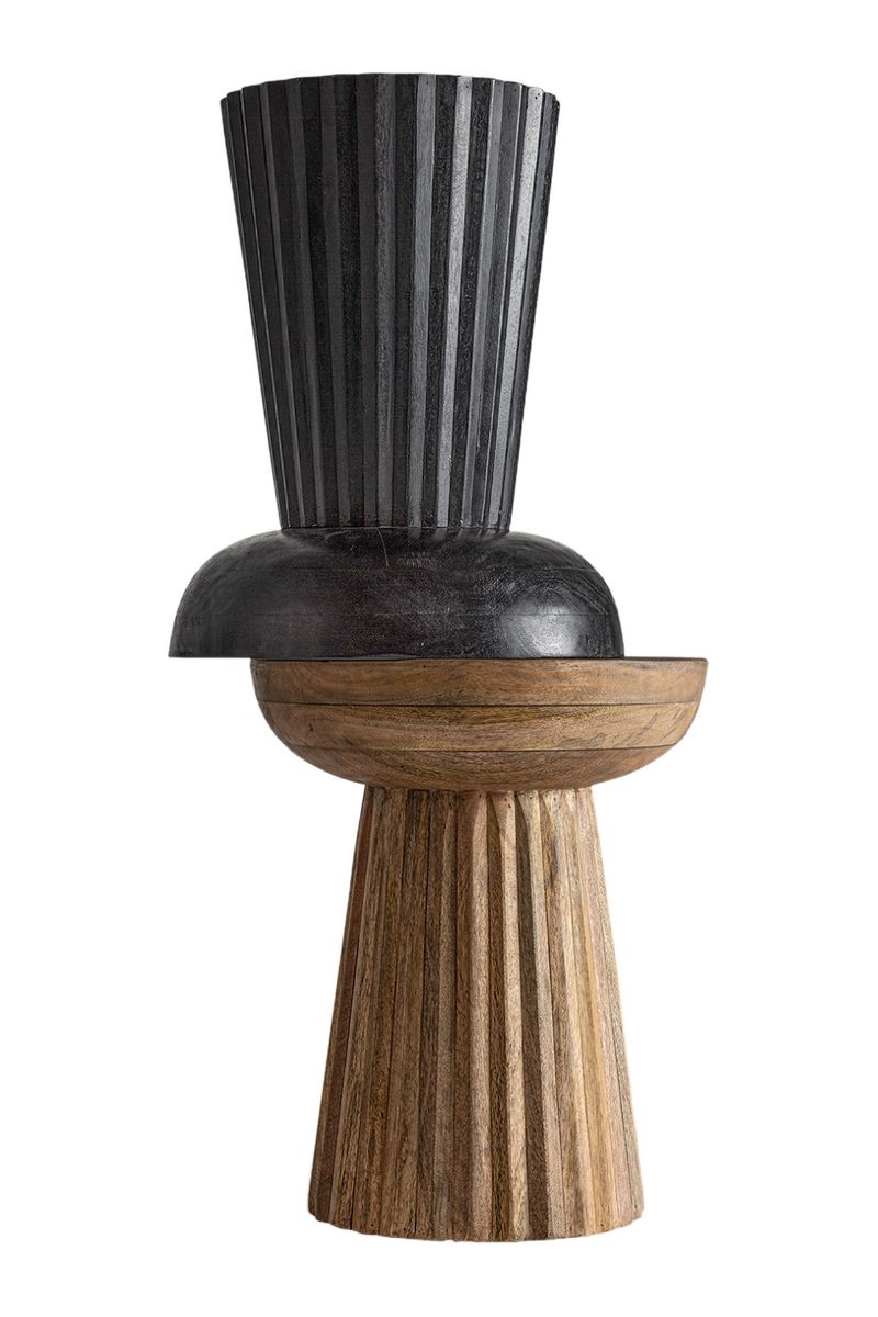 Mango Wood Pedestal Side Table | Vical Home Plisse | Woodfurniture.com