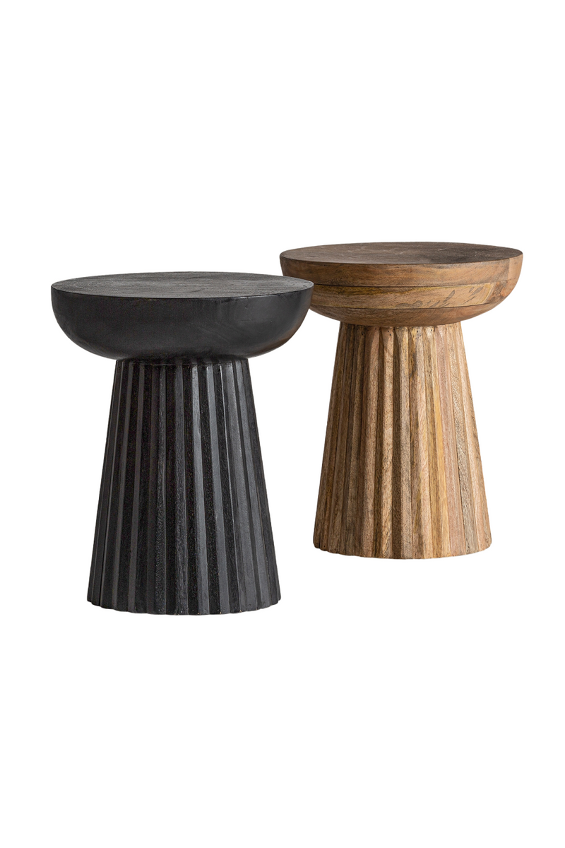 Mango Wood Pedestal Side Table | Vical Home Plisse | Woodfurniture.com