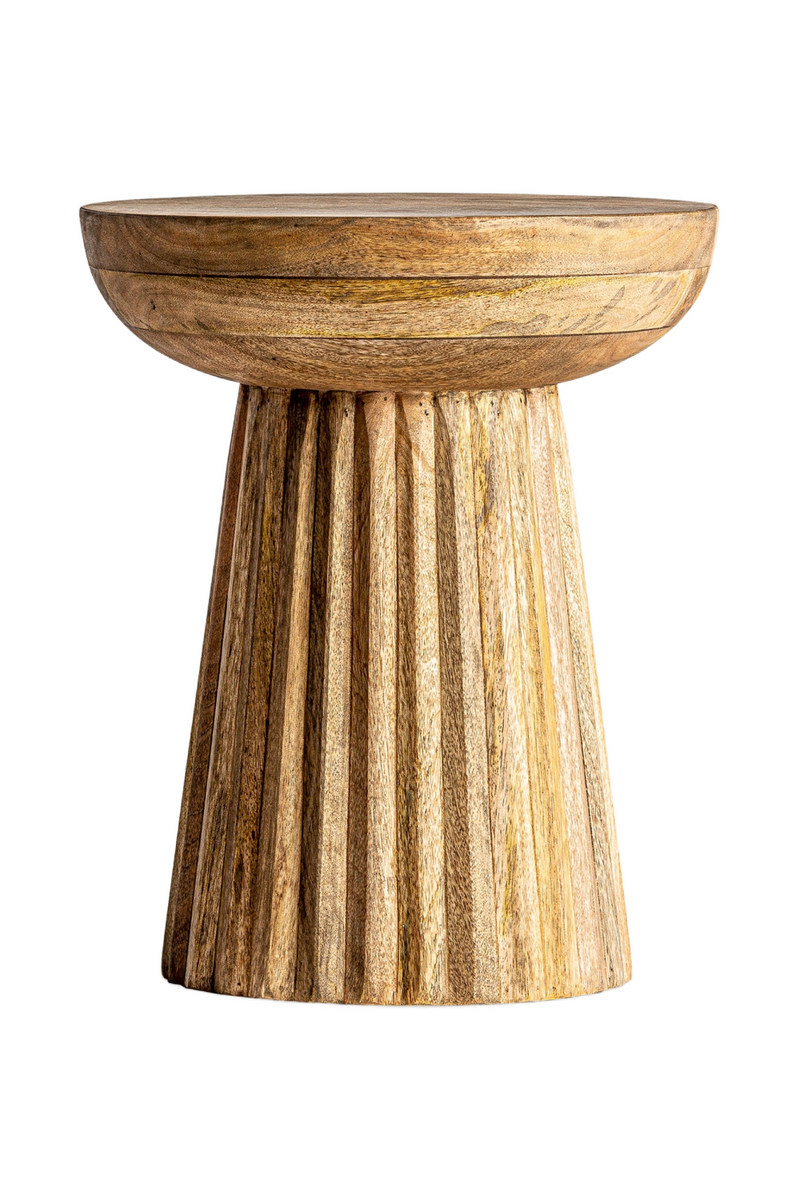 Mango Wood Pedestal Side Table | Vical Home Plisse | Woodfurniture.com