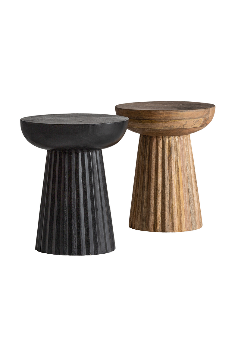 Mango Wood Pedestal Side Table | Vical Home Plisse | Woodfurniture.com