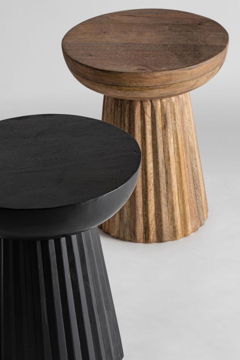 Mango Wood Pedestal Side Table | Vical Home Plisse | Woodfurniture.com