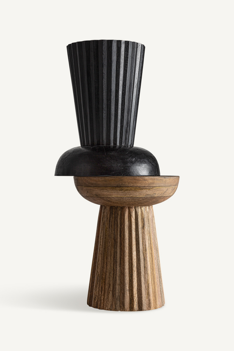 Mango Wood Pedestal Side Table | Vical Home Plisse | Woodfurniture.com