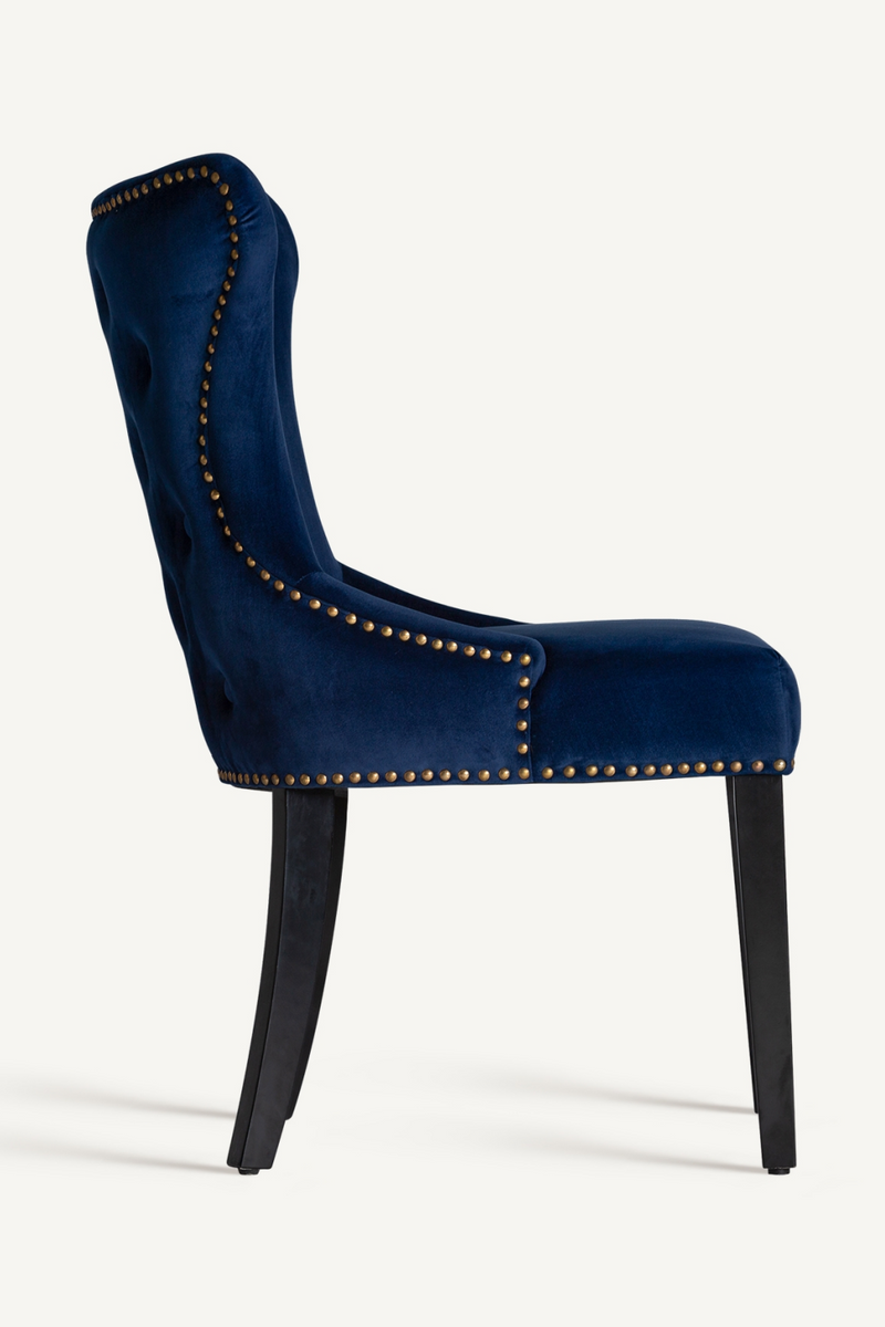 Blue Velvet Studded Accent Chair (2) | Vical Home Isella | Woodfurniture.com