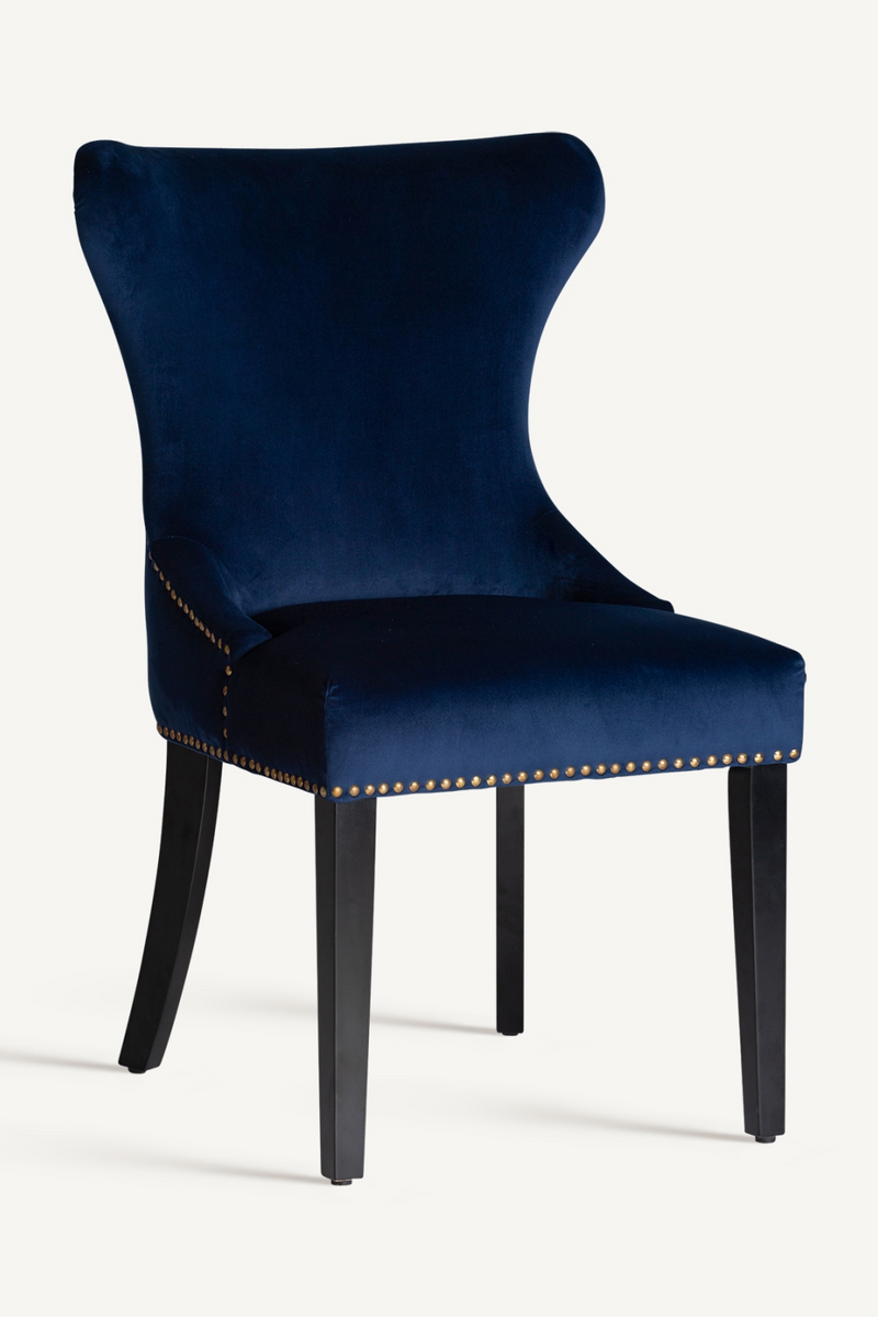 Blue Velvet Studded Accent Chair | Vical Home Isella | Woodfurniture.com