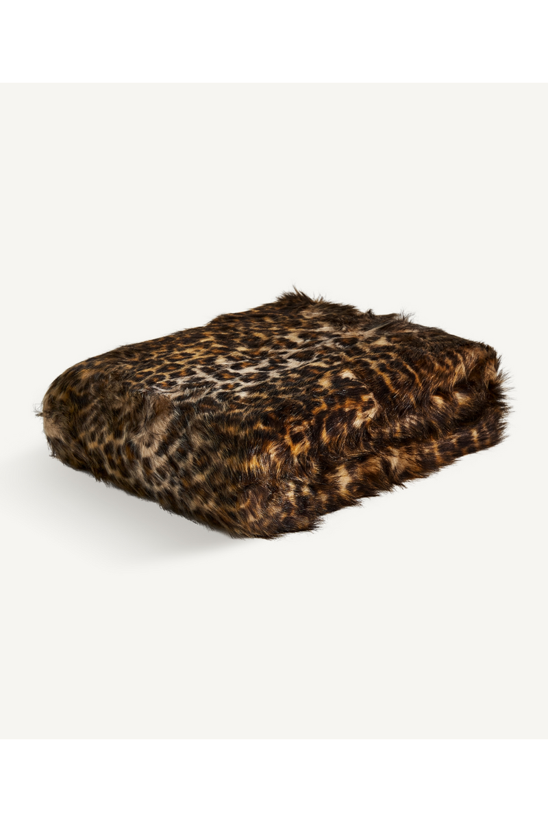 Brown Printed Furry Throw Blanket | Vical Home Leopard | Woodfurniture.com