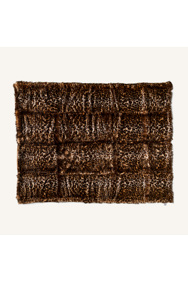 Brown Printed Furry Throw Blanket | Vical Home Leopard | Woodfurniture.com