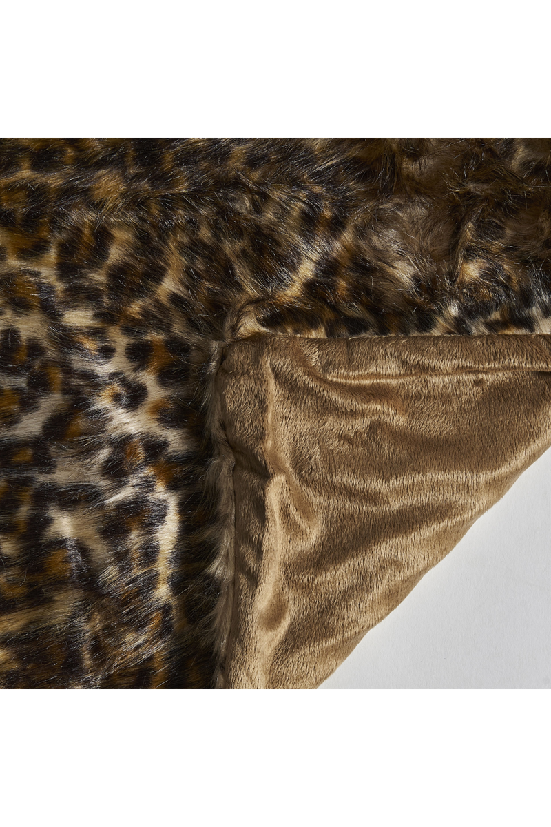 Brown Printed Furry Throw Blanket | Vical Home Leopard | Woodfurniture.com