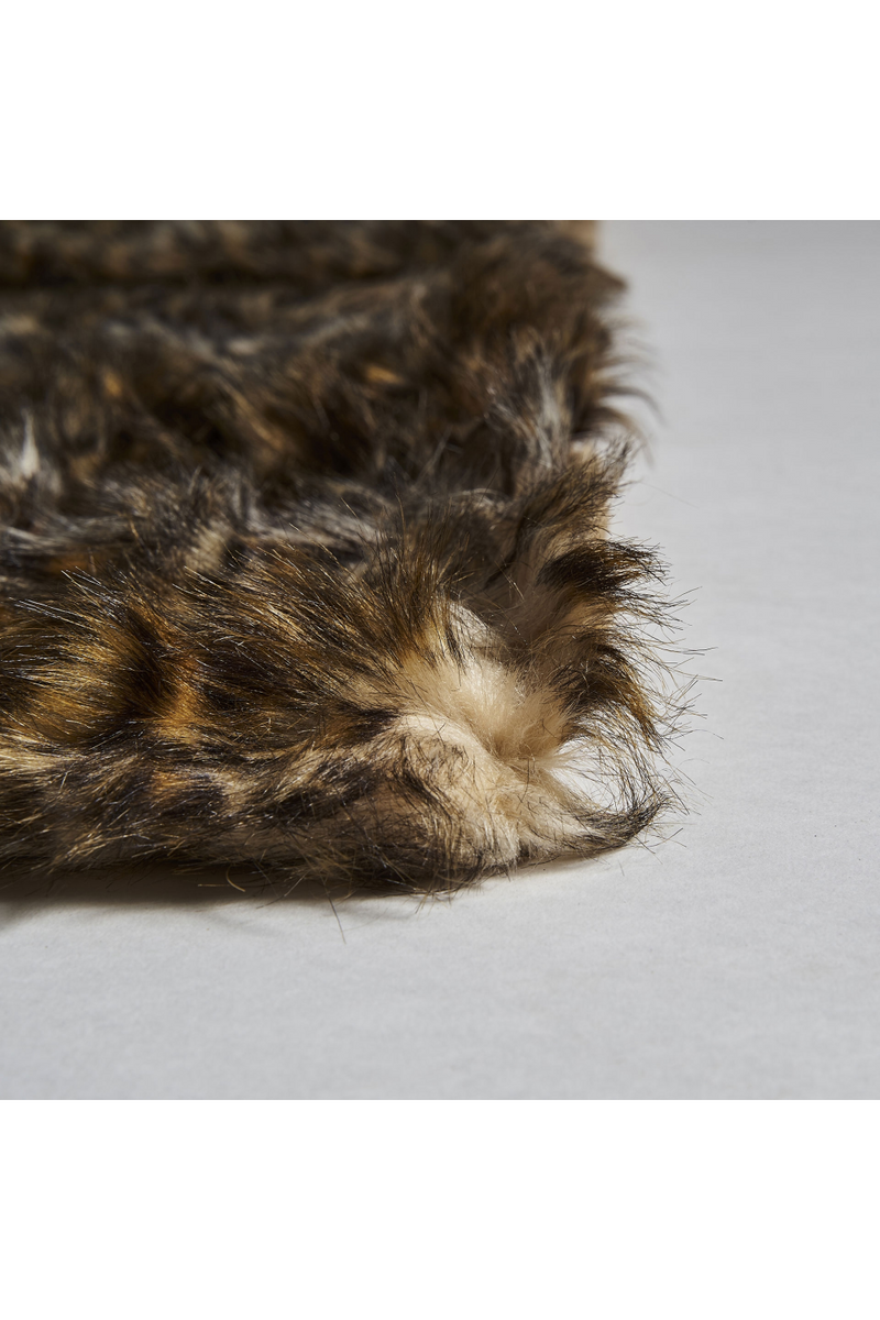 Brown Printed Furry Throw Blanket | Vical Home Leopard | Woodfurniture.com