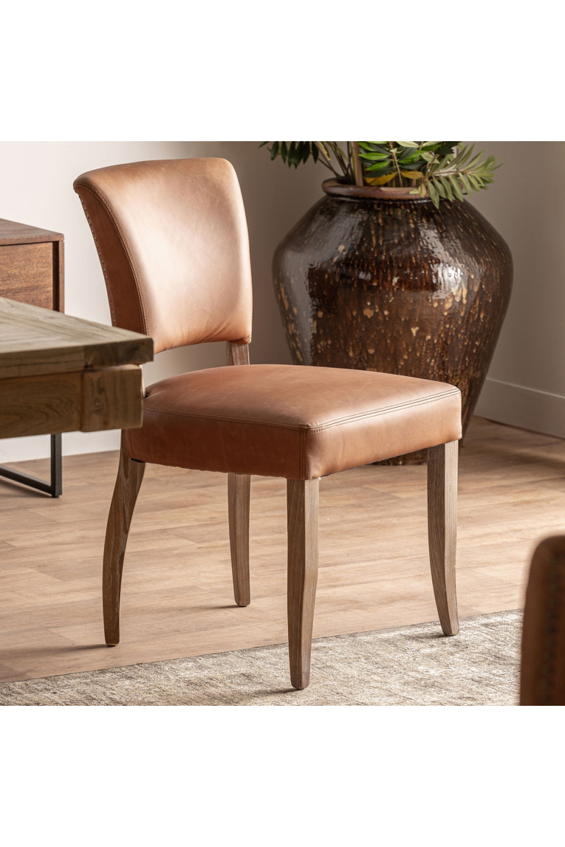 Brown Leather Dining Chair (2) | Vical Home Tolla | Woodfurniture.com