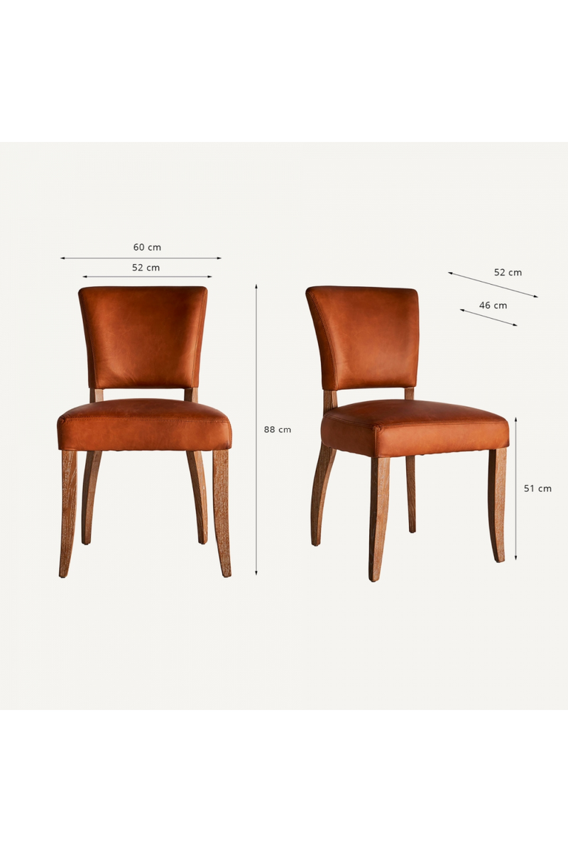 Brown Leather Dining Chair (2) | Vical Home Tolla | Woodfurniture.com