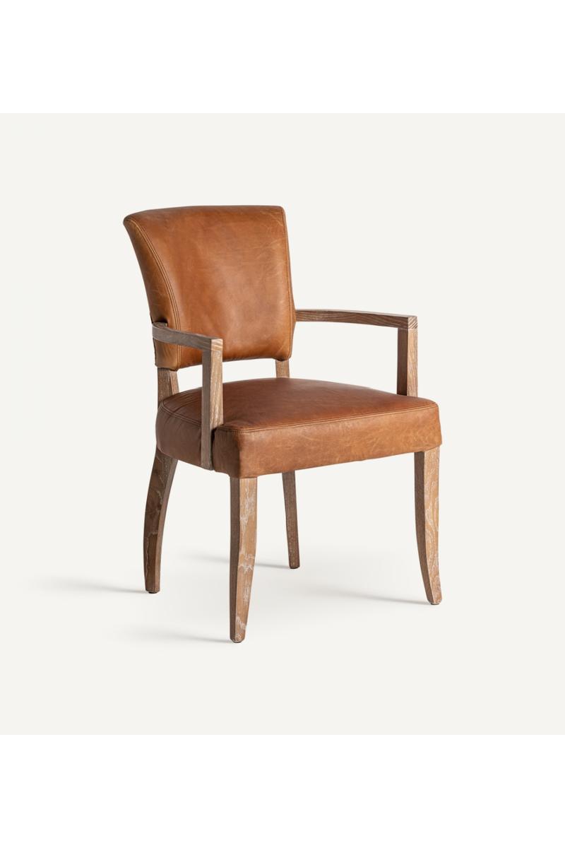 Brown Leather Accent Armchair | Vical Home Tolla | Woodfurniture.com