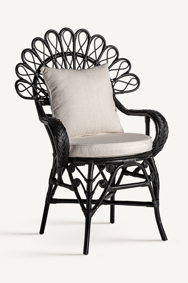 Black Rattan Statement Armchair | Vical Home Nulvi | Woodfurniture.com