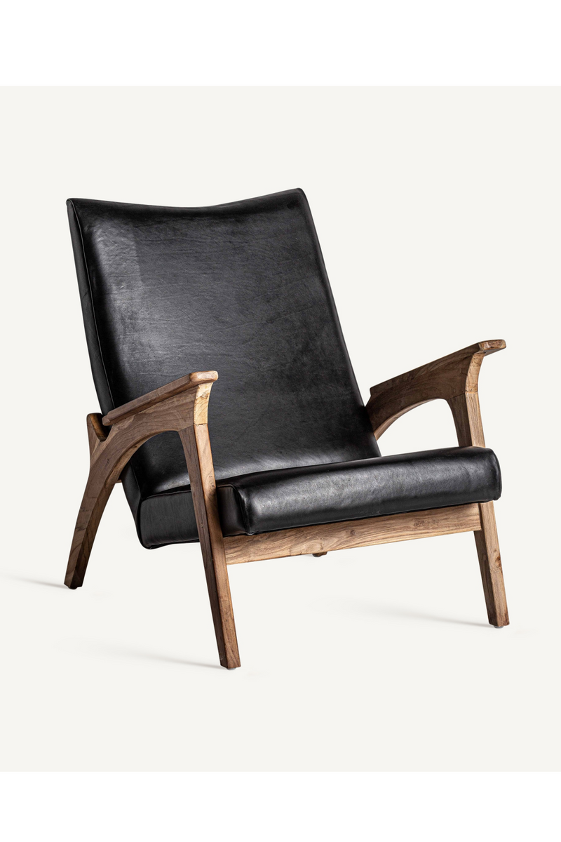 Black Leather Teak Accent Chair | Vical Home Crans | Woodfurniture.com