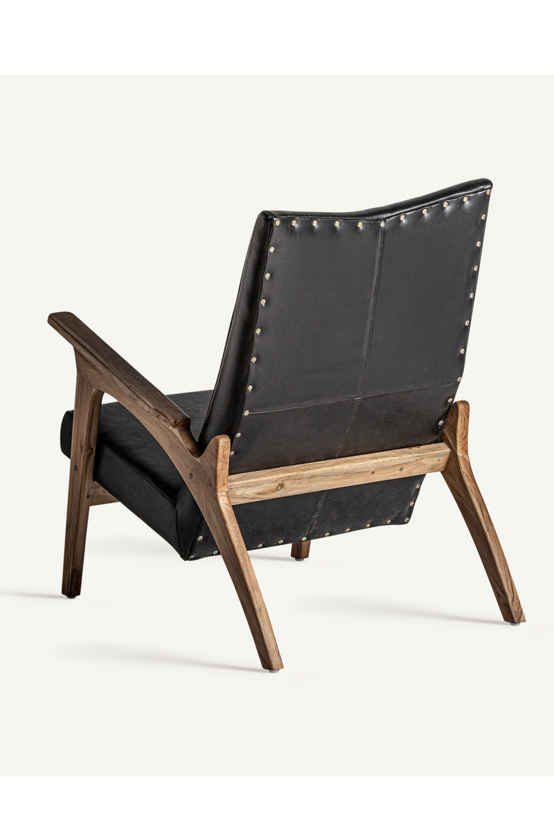 Black Leather Teak Accent Chair | Vical Home Crans | Woodfurniture.com