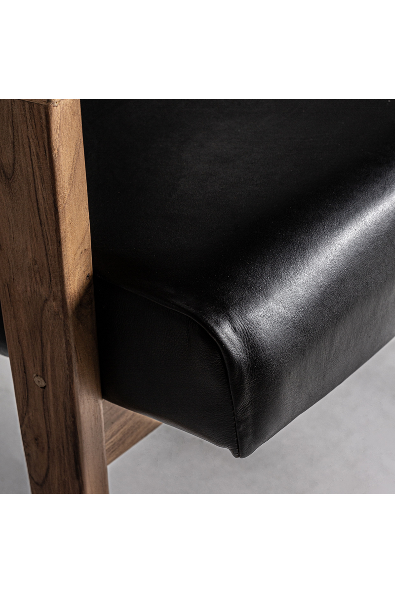 Black Leather Teak Accent Chair | Vical Home Crans | Woodfurniture.com