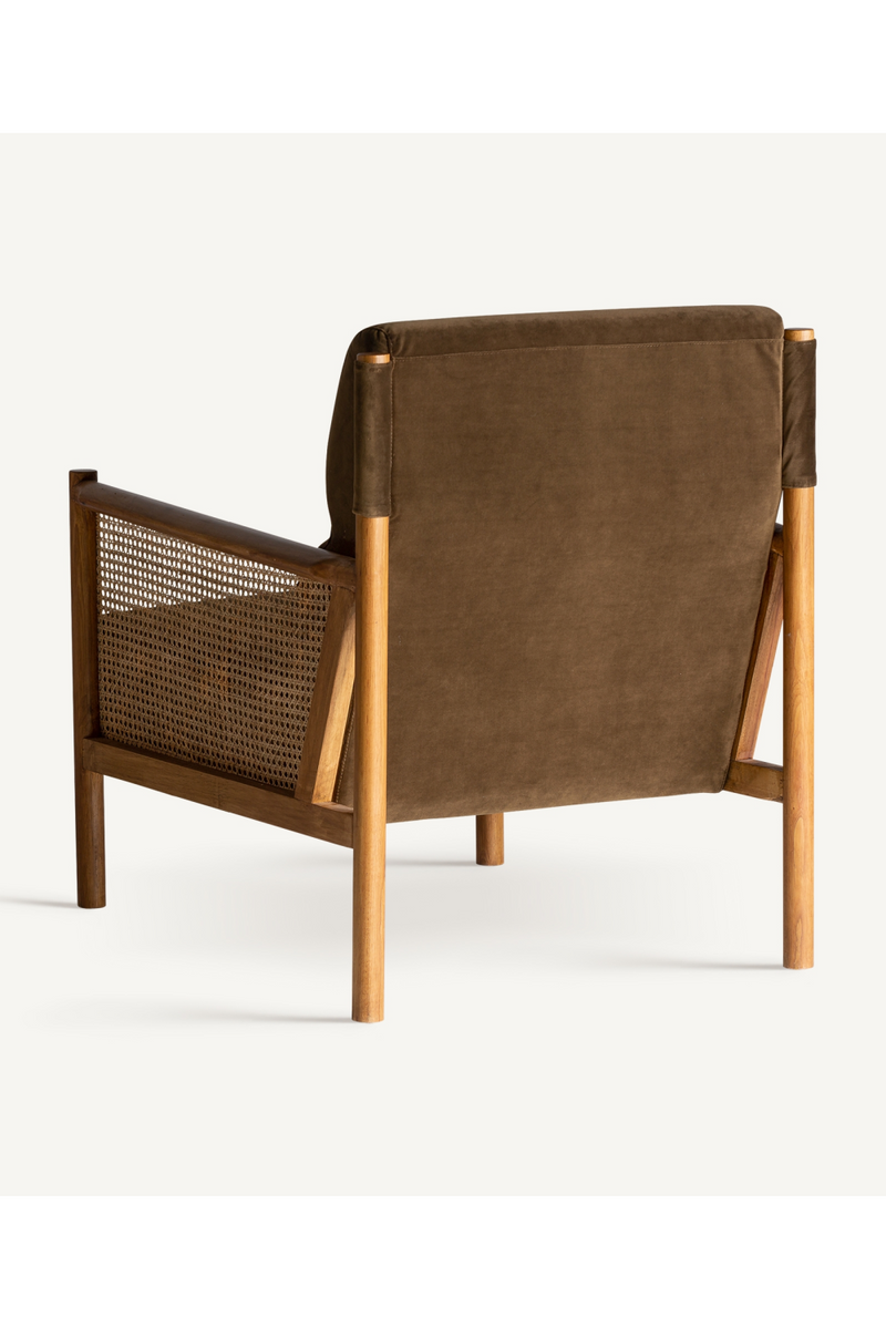 Brown Velvet Rattan Armchair | Vical Home Velburg | Woodfurniture.com