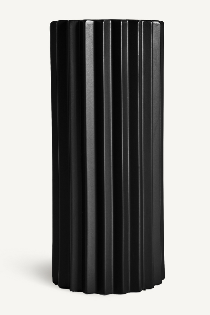 Black Stone Fluted Vase | Vical Home Plissé | Woodfurniture.com