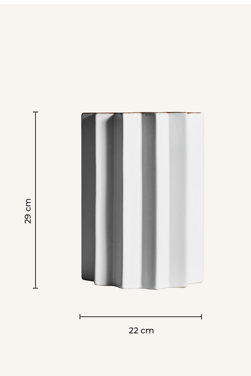 White Stone Fluted Vase | Vical Home Plissé | Woodfurniture.com