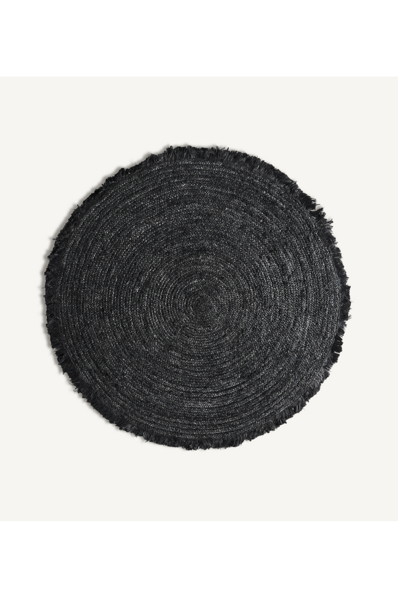 Black Jute Round Area Rug 5' x 5' | Vical Home Kisai | Woodfurniture.com