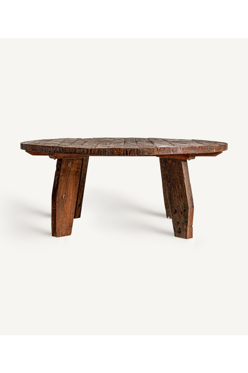 Aged Wood Round Dining Table | Vical Home Hassi | Woodfurniture.com