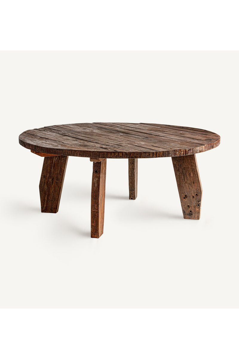 Aged Wood Round Dining Table | Vical Home Hassi | Woodfurniture.com