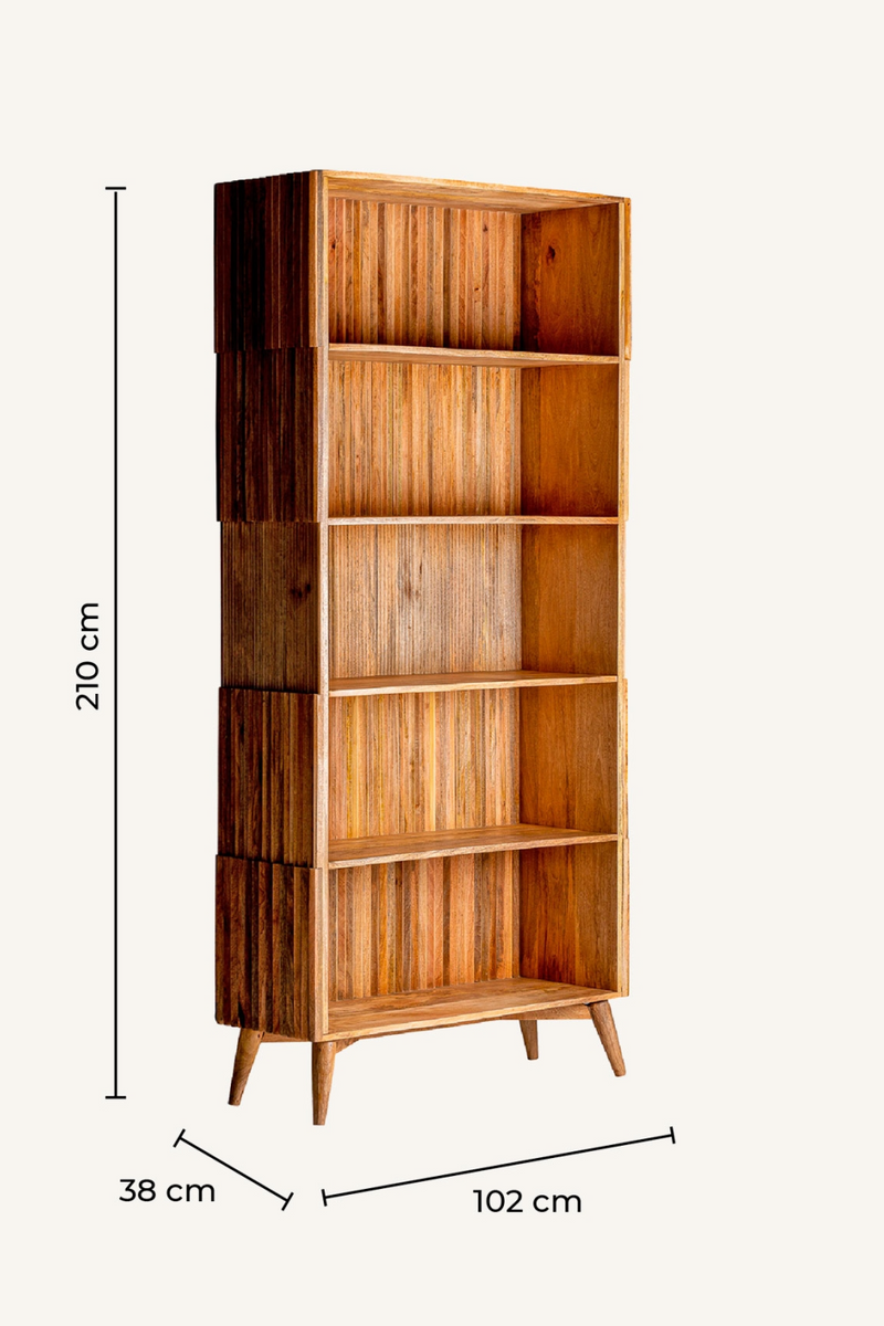 Mango Wood Slatted Bookcase | Vical Home Plisse | Woodfurniture.com