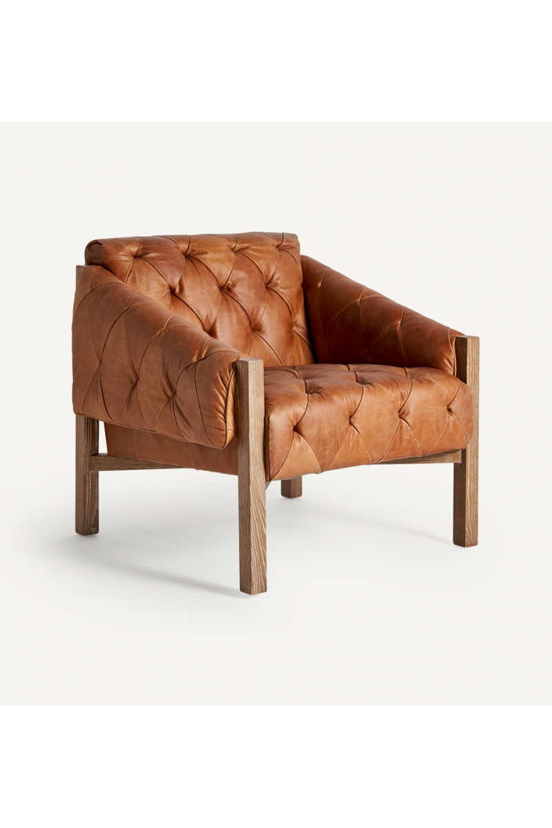 Tufted Brown Leather Armchair | Vical Home Glinsk | Woodfurniture.com